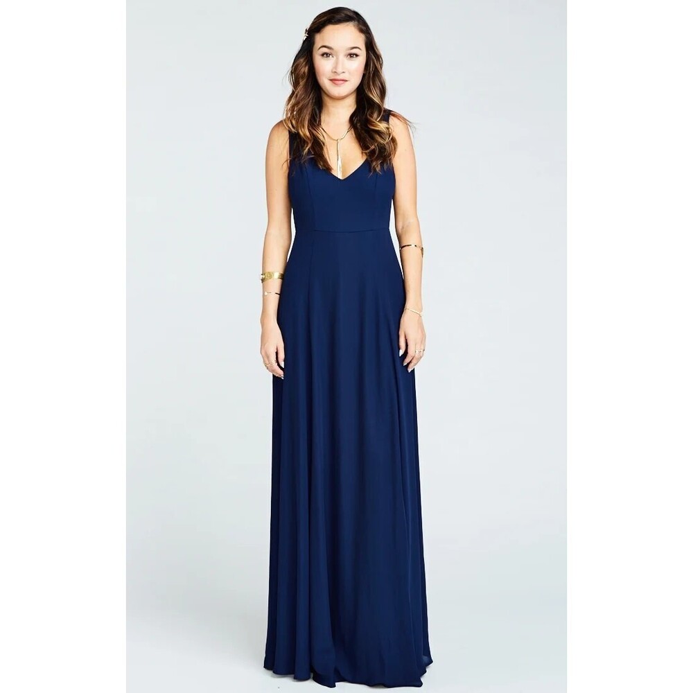 NWT Show Me Your Mumu Kendall Maxi Dress Rich Navy Crisp S - Picture 2 of 6